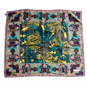 Lanvin Paris Scarf Shawl Silk Abstract Pop Art Print Large 31in Vintage Rare